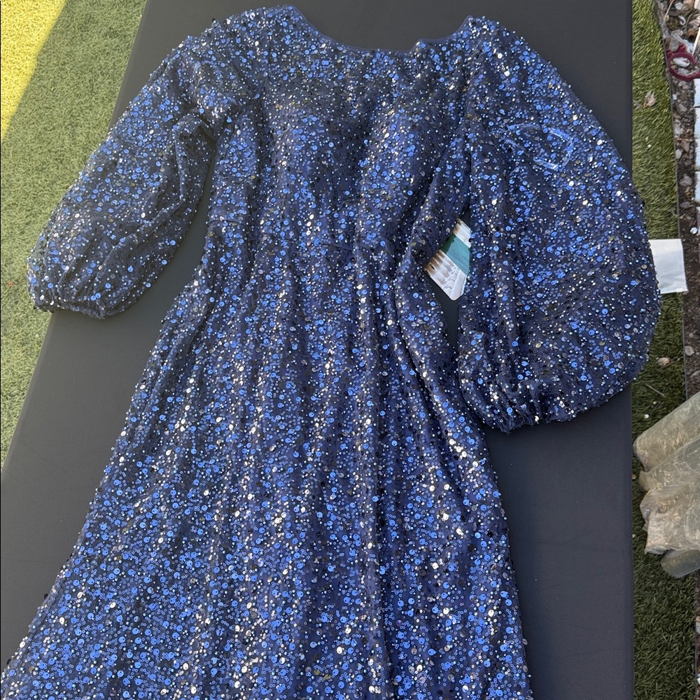 Hunter Blue and Silver Dress